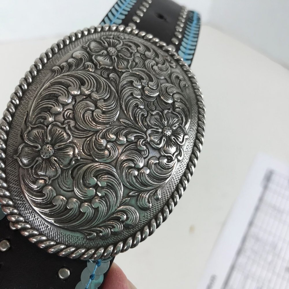 Unbranded sequined leather belt, Size XL - Picture 5 of 5